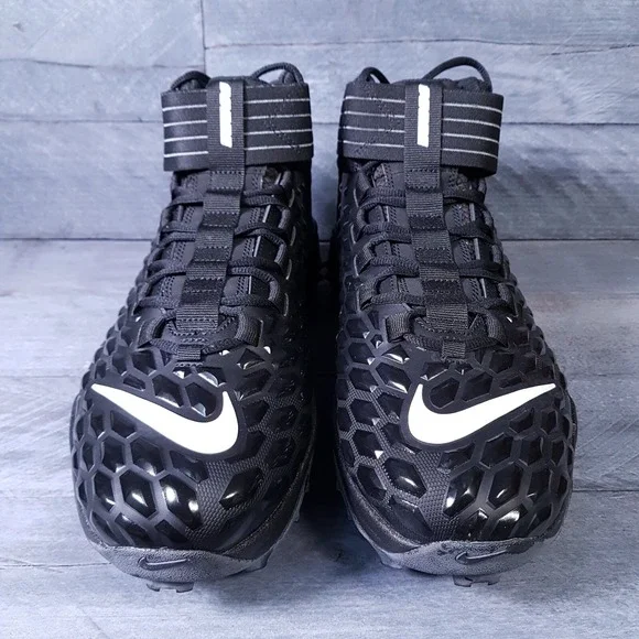 NIKE Force Savage Pro 2 Shark Rubber Football Cleats Men 12.5 WIDE Black Linemen
